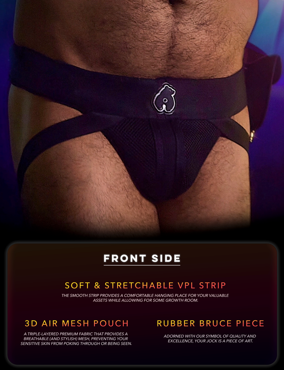 VERSATILE 3D air mesh pouch with soft stretchable VPL strip