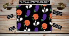 Load image into Gallery viewer, Eggplant, Cum, &amp; Peach Pattern Cum Towel