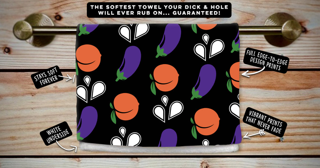 Eggplant, Cum, & Peach Pattern Cum Towel