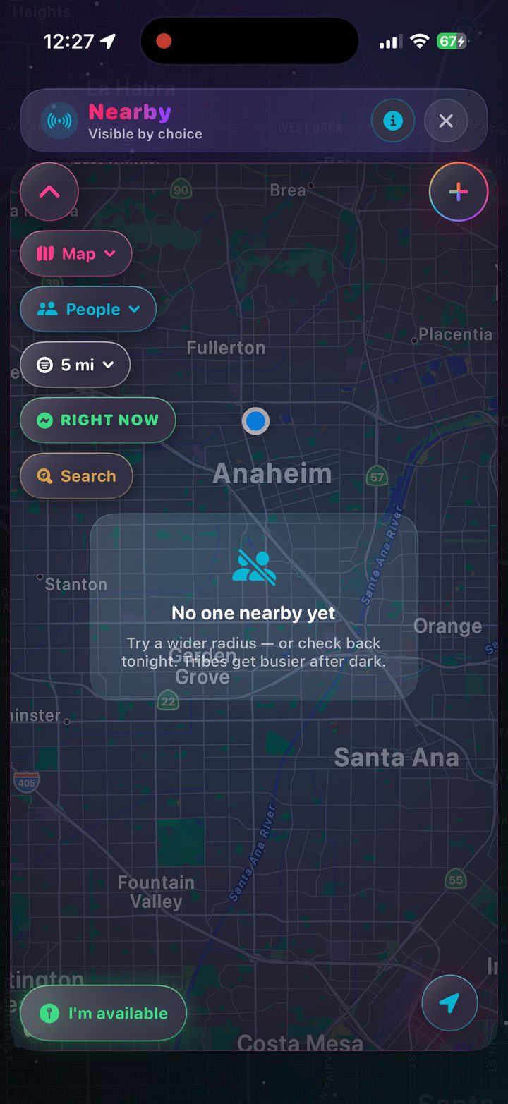 TRIBE nearby map screen preview