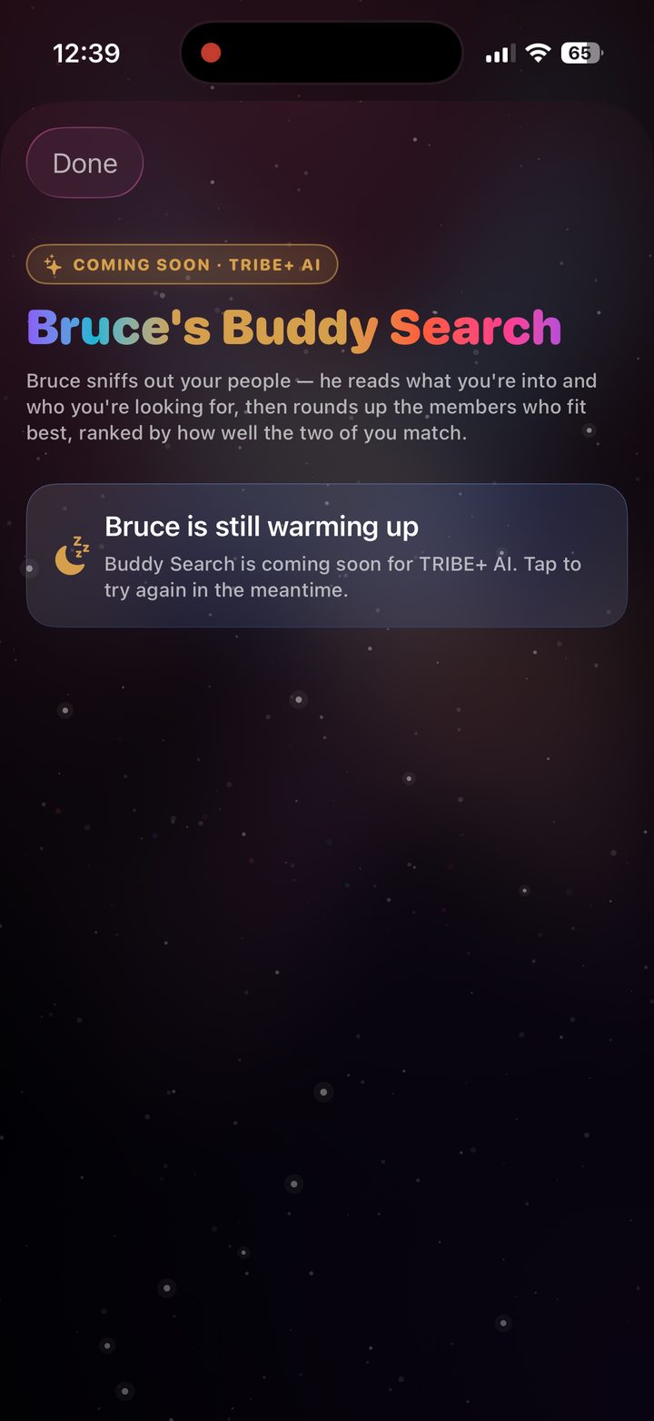 TRIBE people profile screen preview